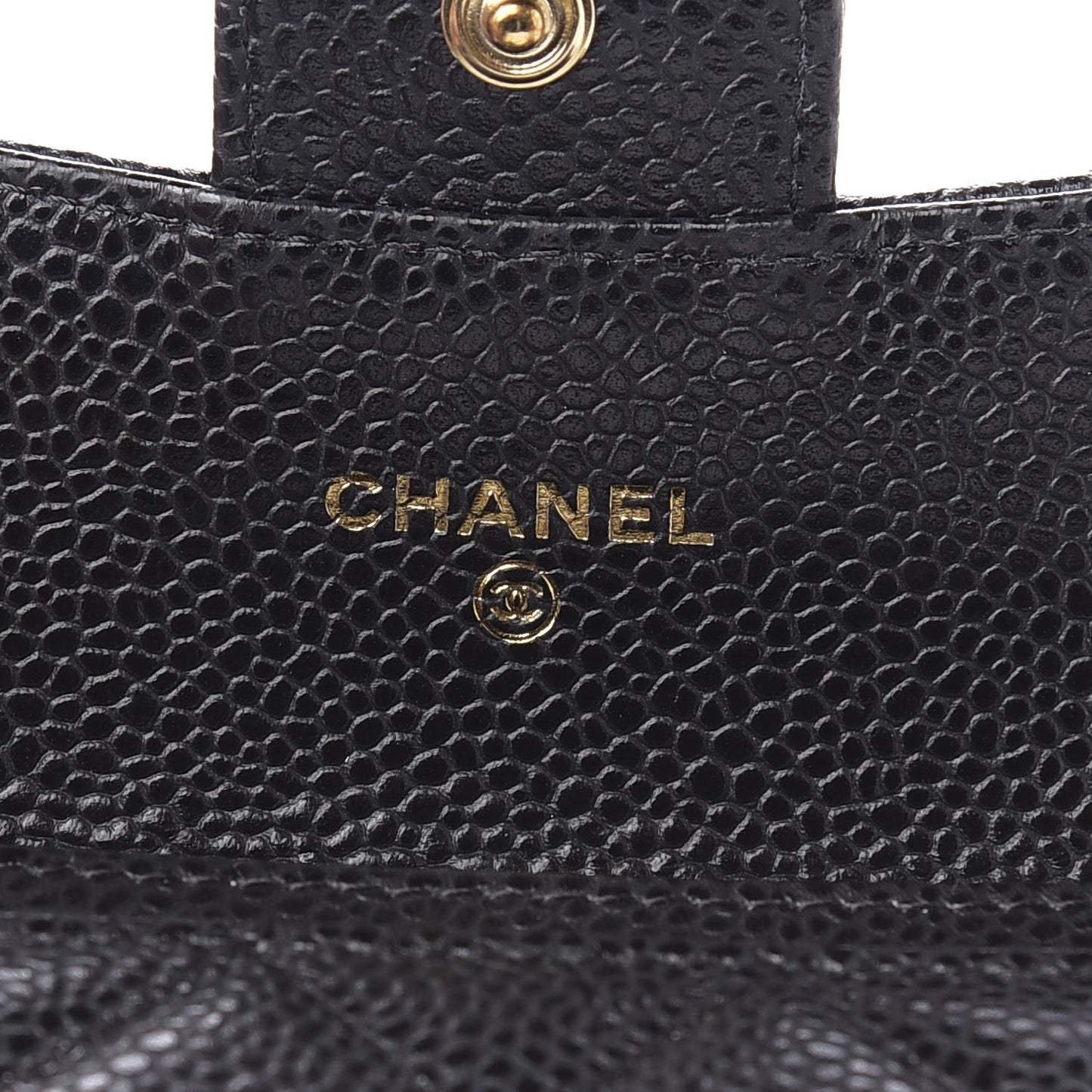 Caviar Quilted Flap Card Holder Wallet Black