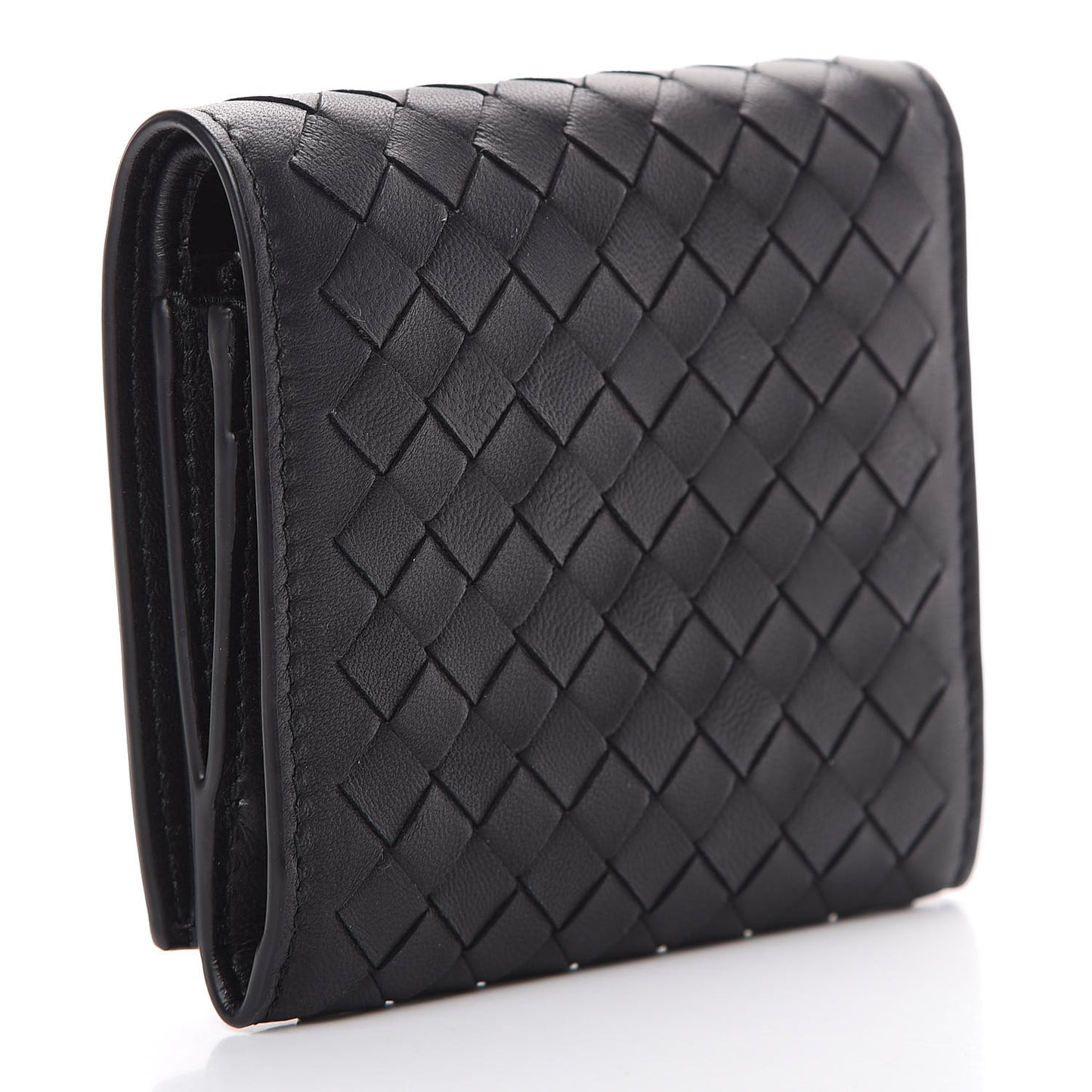 Nappa Intrecciato Tri-Fold Wallet Black