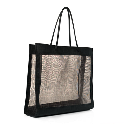 Fendi Mesh Glazed Fabric FF 1974 Tote Black 2 of 14