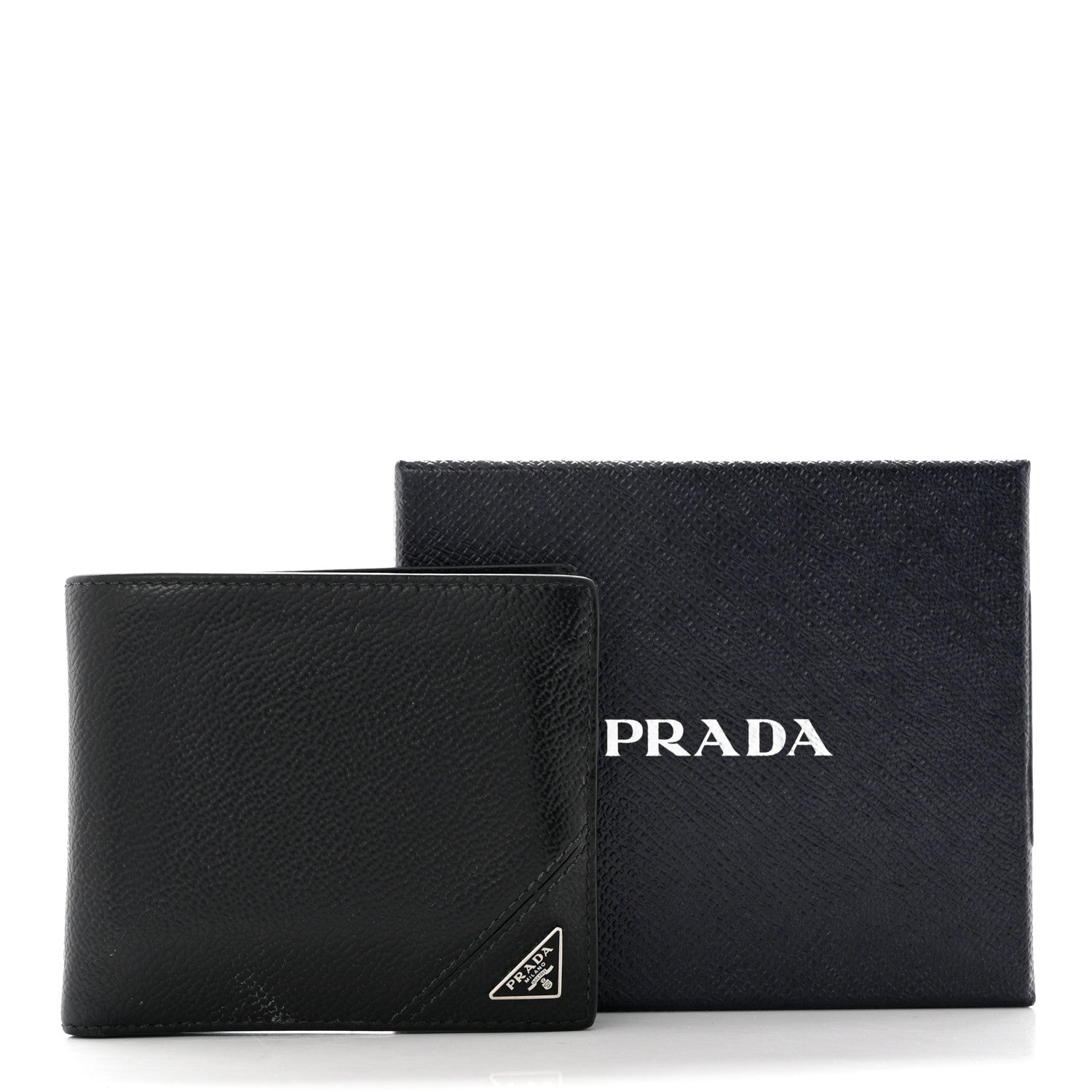 Prada Micro Grain Bi-Fold Wallet Black 9 of 9