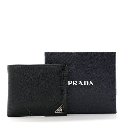 Prada Micro Grain Bi-Fold Wallet Black 9 of 9