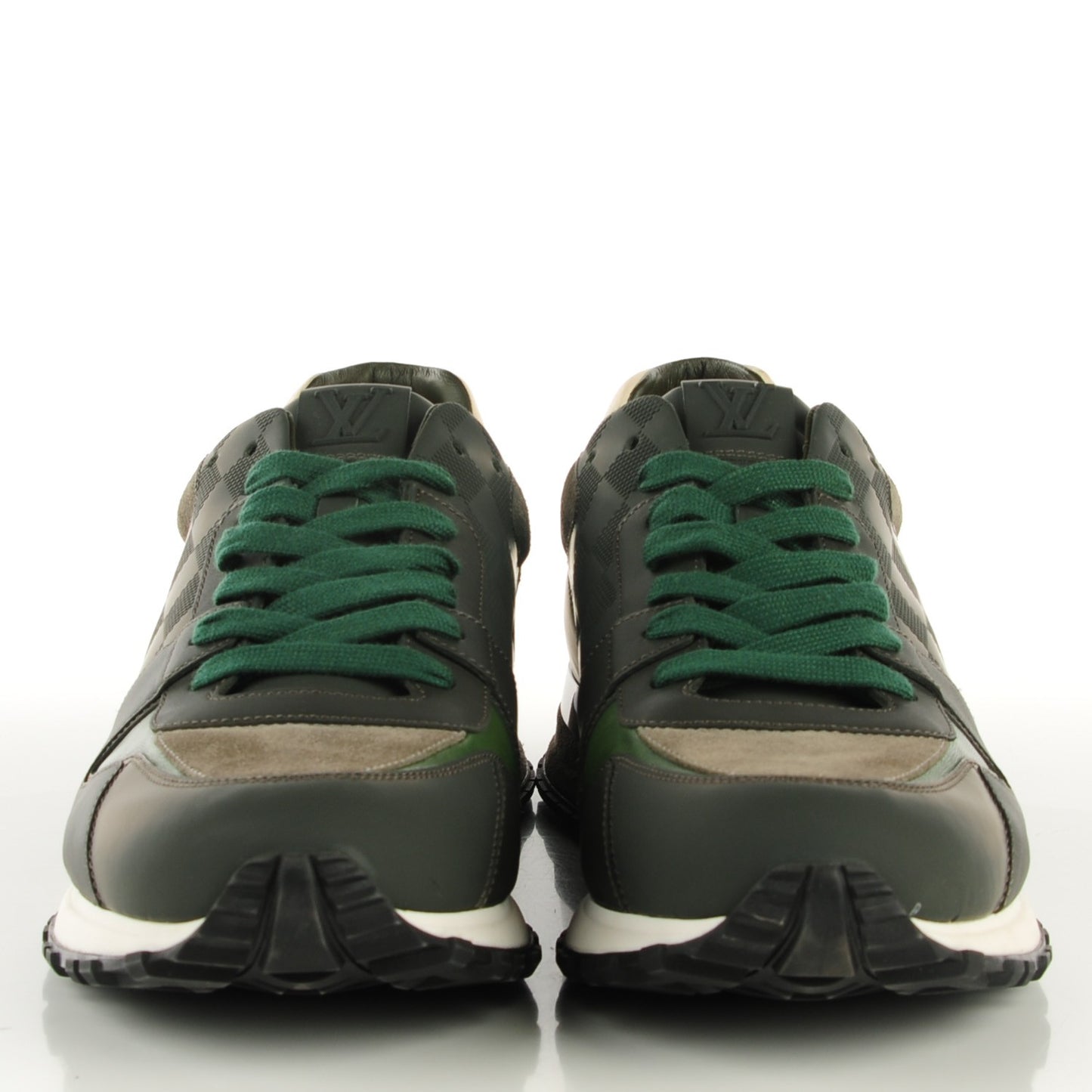 Suede Damier Run Away Sneakers 11 Vert