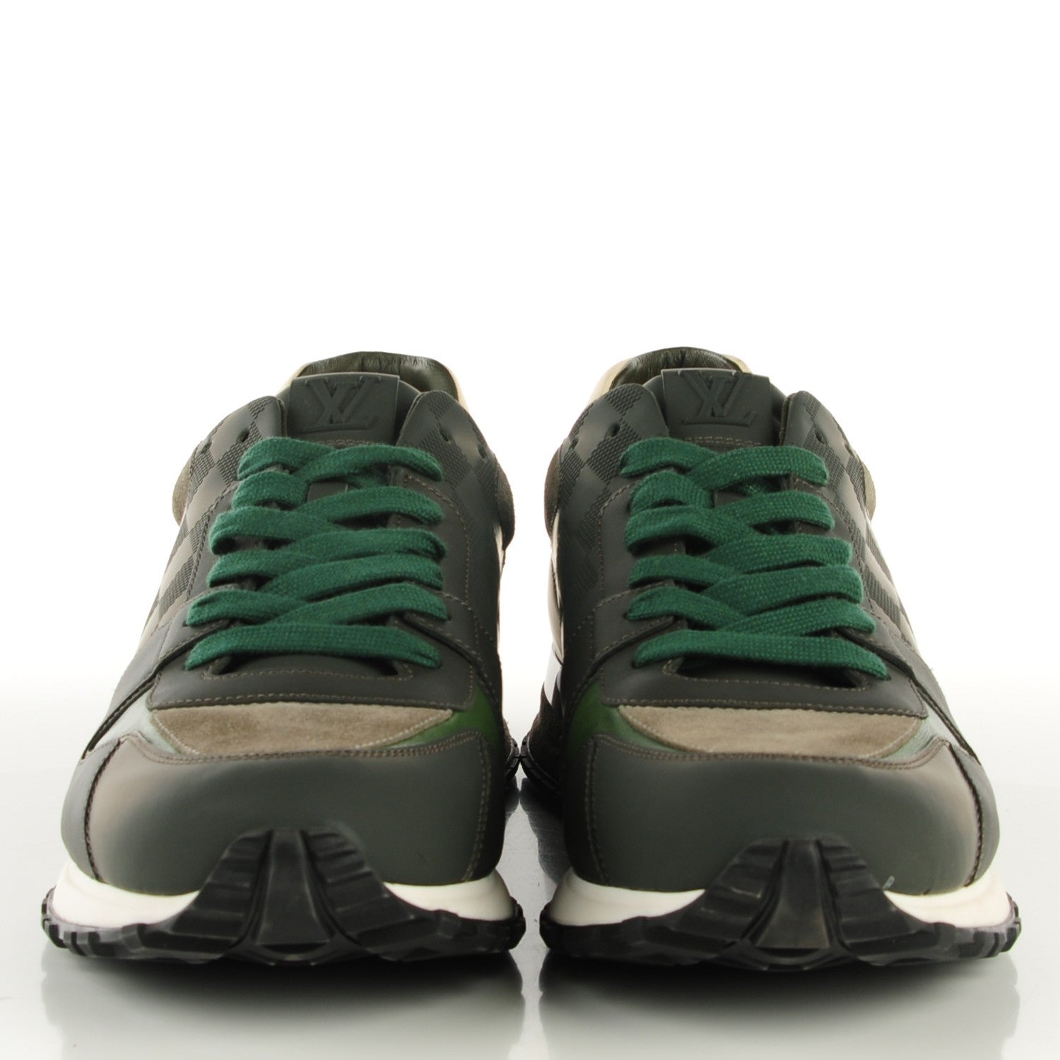 Louis Vuitton Suede Damier Run Away Sneakers 11 Vert 2 of 8