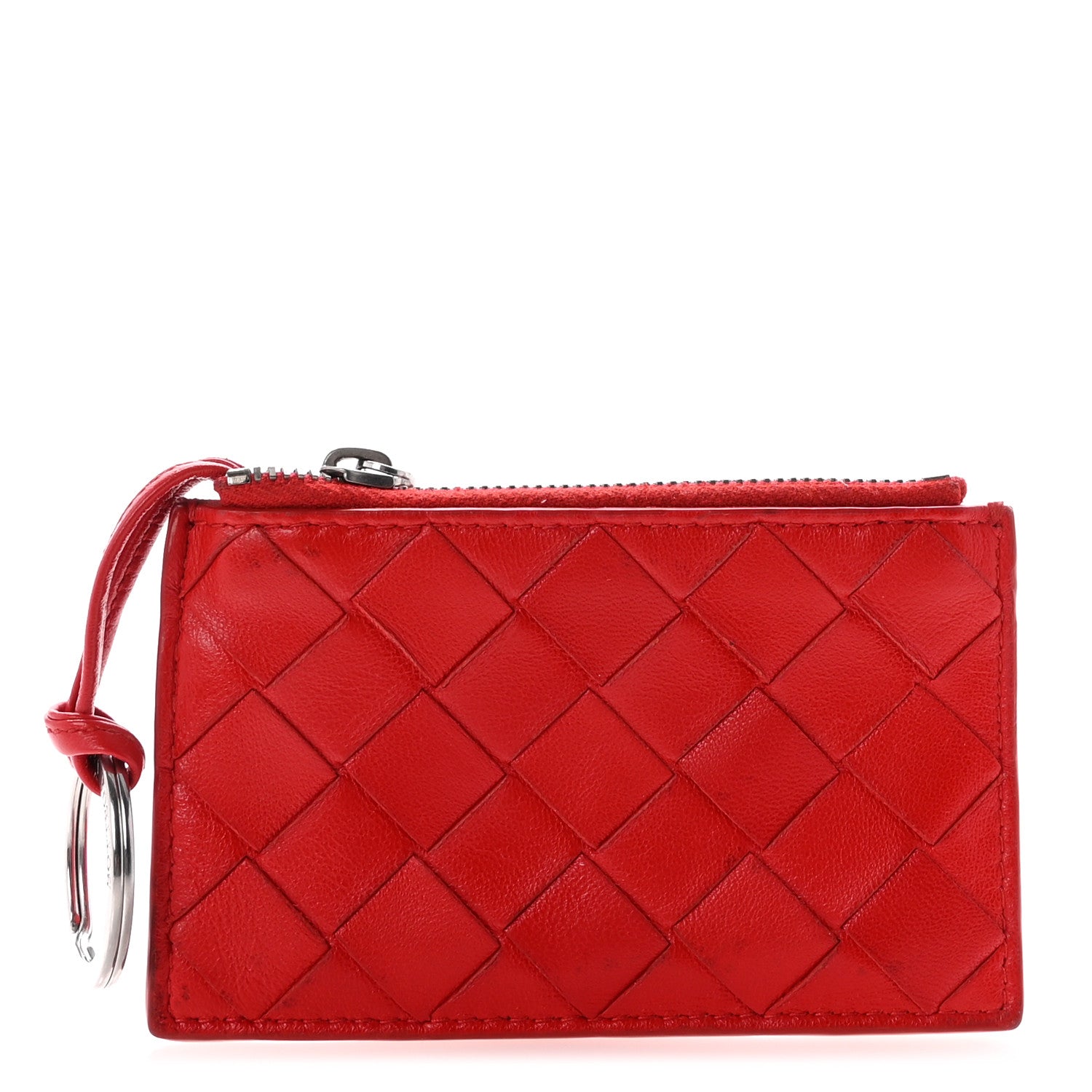 Bottega Veneta Nappa Intrecciato Key Case Red 1 of 6