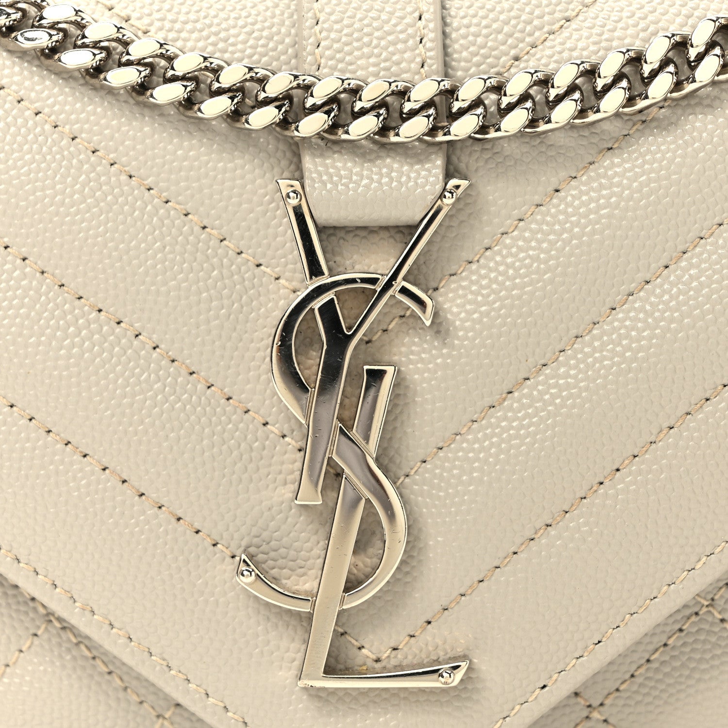 Saint Laurent Grain De Poudre Textured Mixed Matelasse Triquilt Small Monogram Satchel Granite 7 of 9