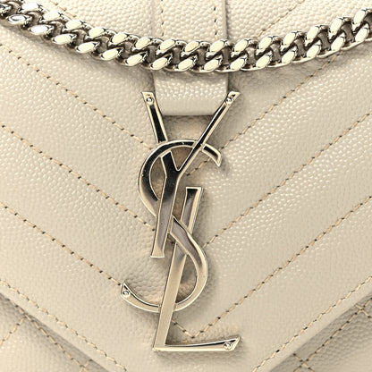 Saint Laurent Grain De Poudre Textured Mixed Matelasse Triquilt Small Monogram Satchel Granite 7 of 9