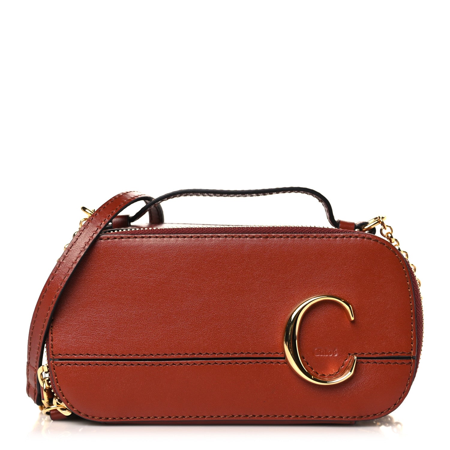 Chloe Shiny Calfskin Mini Vanity C Bag Sepia Brown 1 of 9