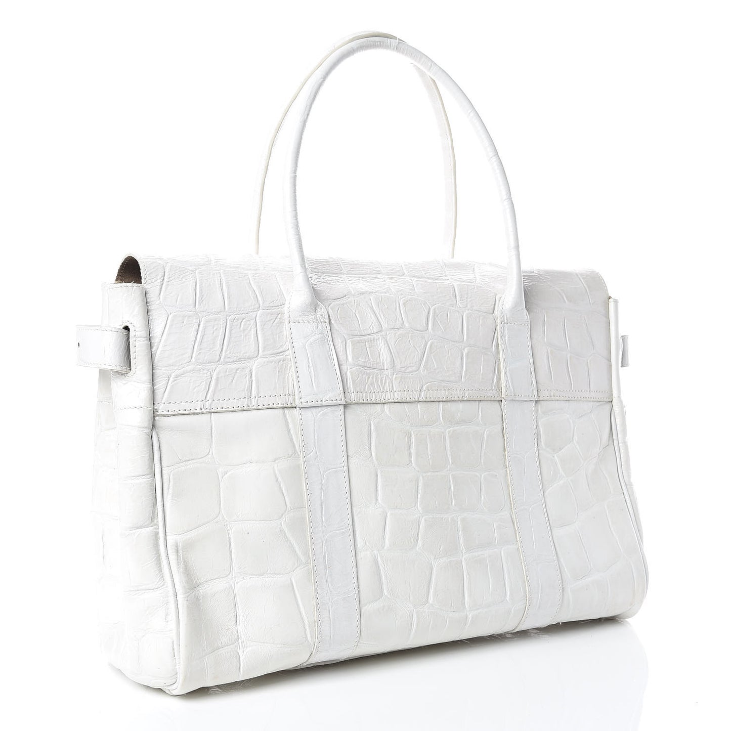 Calfskin Crocodile Embossed Bayswater White