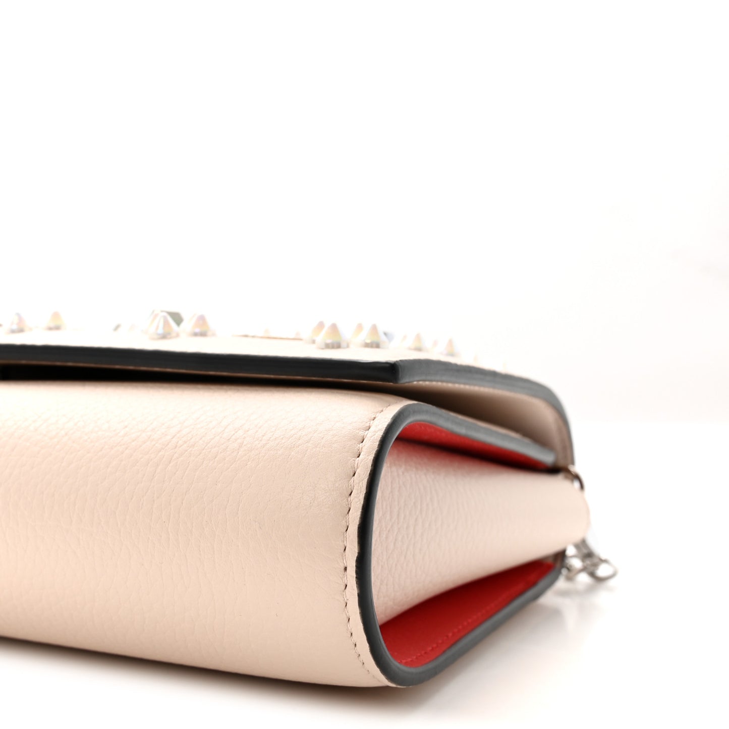 Calfskin Spikes Loubinthesky Paloma Clutch Leche