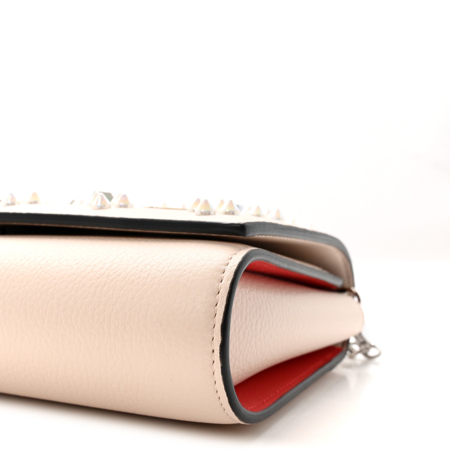 Christian Louboutin Calfskin Spikes Loubinthesky Paloma Clutch Leche 10 of 10