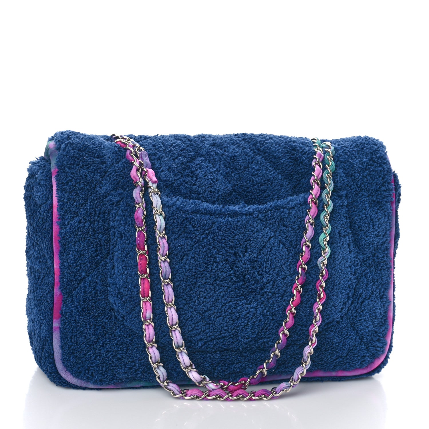 Chanel Mixed Fibers Quilted Large Flap Bag Navy Blue 3 of 9