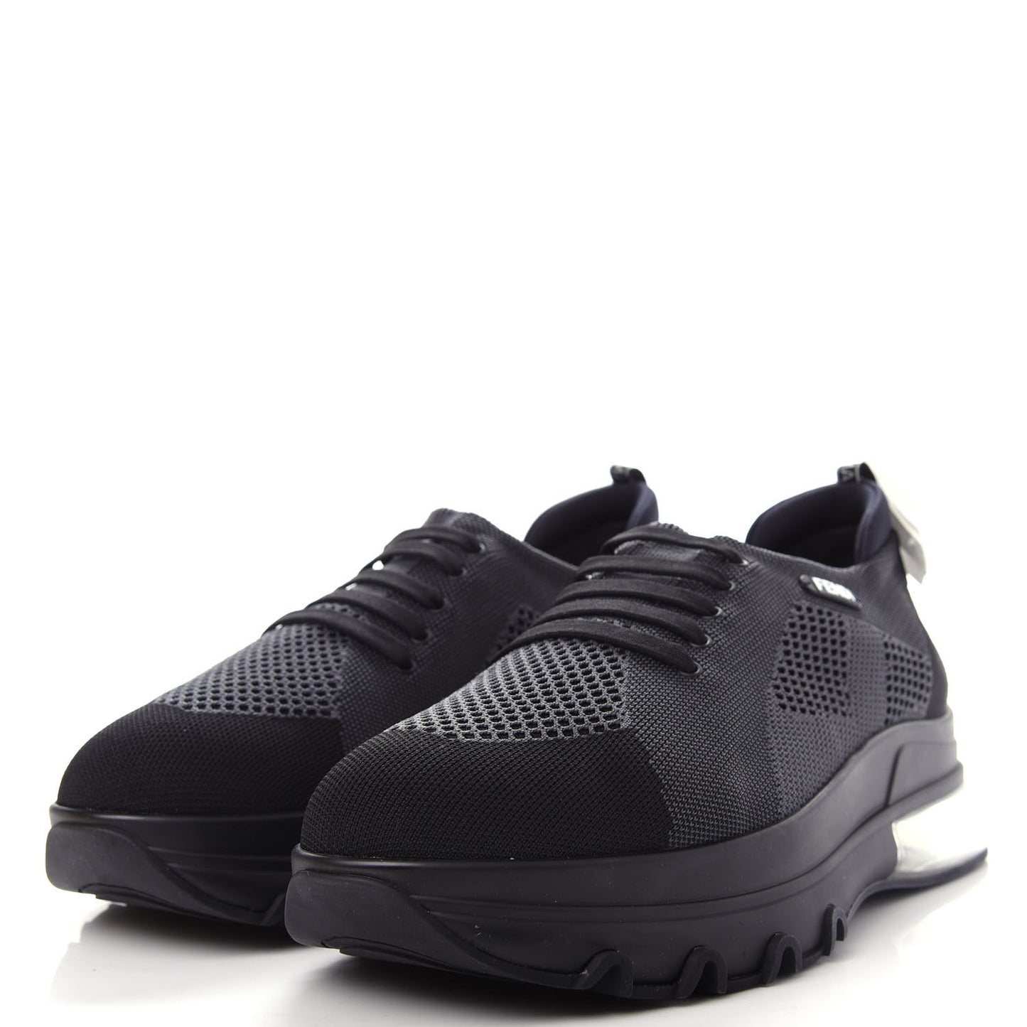 Jersey Vitello Bi-Color Mens Low Top Sneakers 10 Black Fumo
