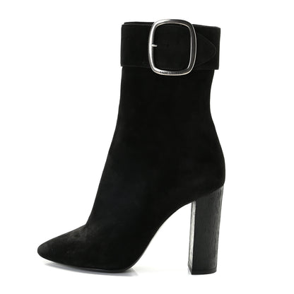 Saint Laurent Suede Joplin Buckle 105 Booties 37.5 Black 1 of 15