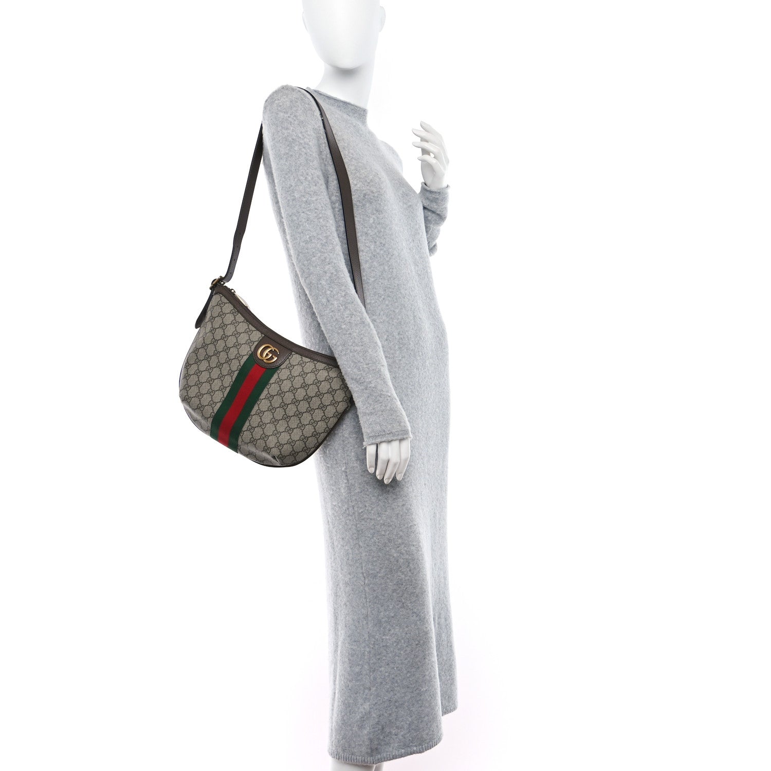 Gucci GG Supreme Monogram Web Small Ophidia Half Moon Hobo Brown 2 of 8