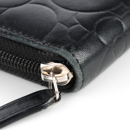 Chanel Lambskin Camellia Embossed Large Zip Around Gusset Wallet Black 5 of 12