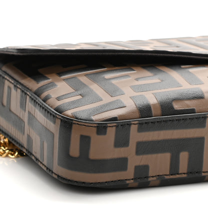 Fendi Vitello Soft F is Fendi Bi-Color FF 1974 Embossed Envelope Wallet On Chain with Pouches Maya Black 9 of 10