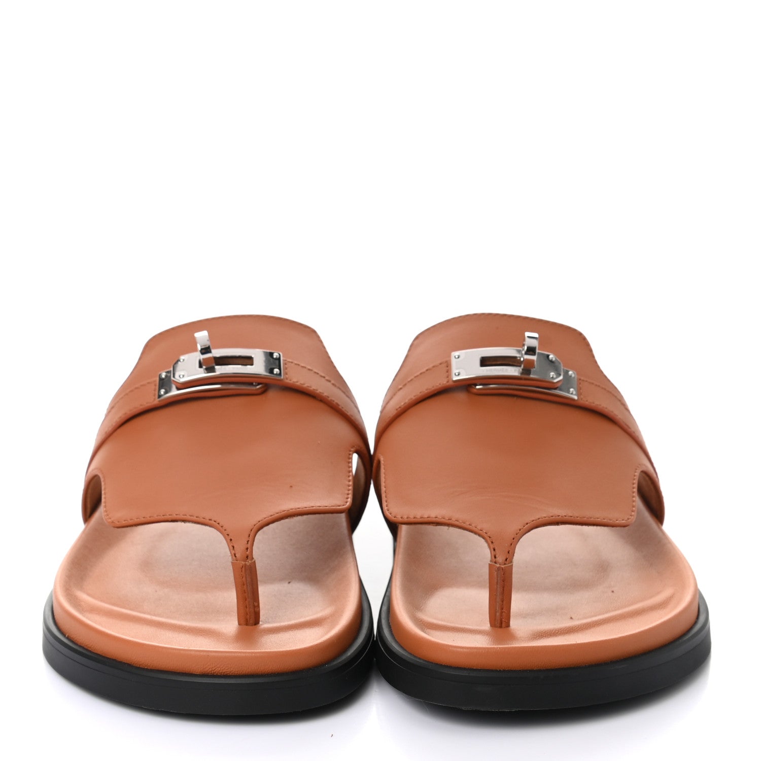 Hermes Calfskin Womens Empire Sandals 37 Marron Glaise 2 of 9
