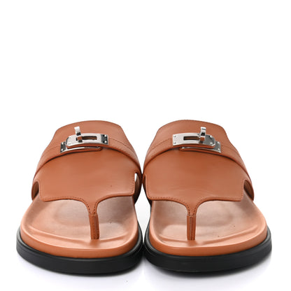 Hermes Calfskin Womens Empire Sandals 37 Marron Glaise 2 of 9
