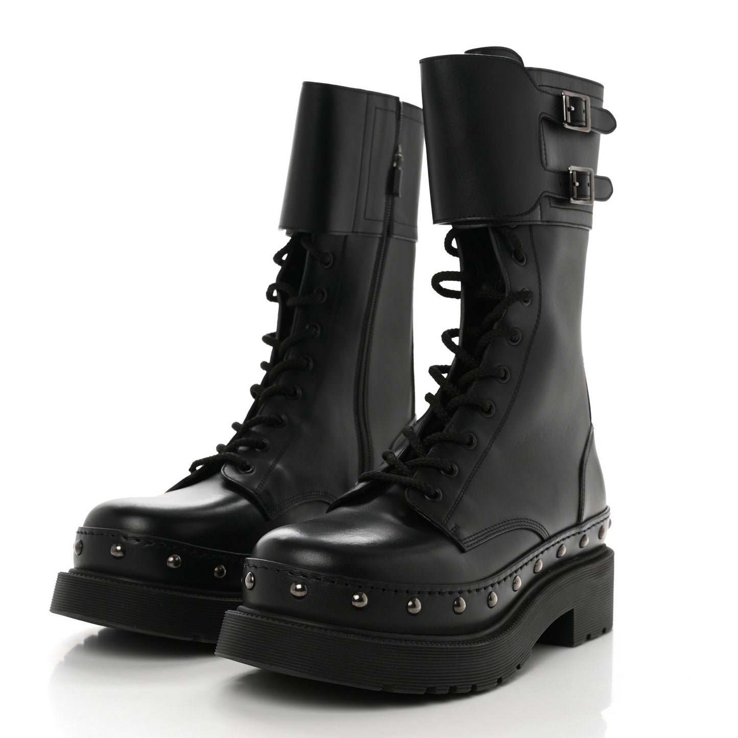 Calfskin Diorquake 25mm Combat Boots 41 Black
