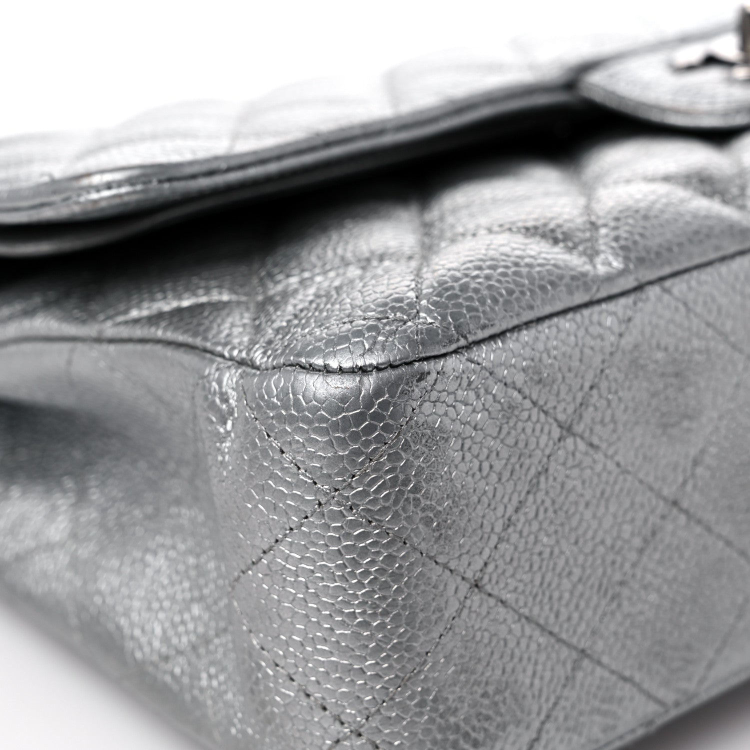 Chanel Metallic Caviar Quilted Medium Double Flap Silver 8 of 15