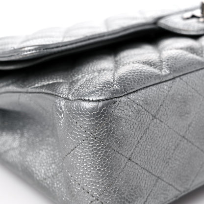 Chanel Metallic Caviar Quilted Medium Double Flap Silver 8 of 15