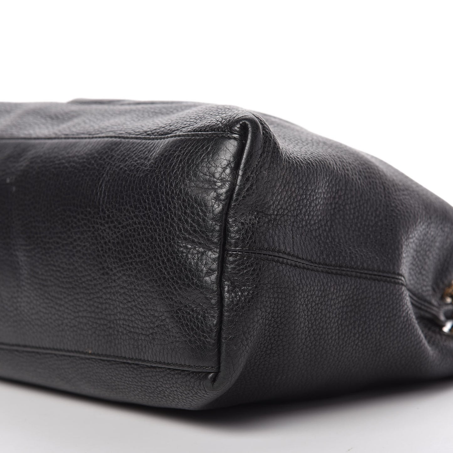 Pebbled Calfskin Medium Soho Chain Shoulder Bag Black