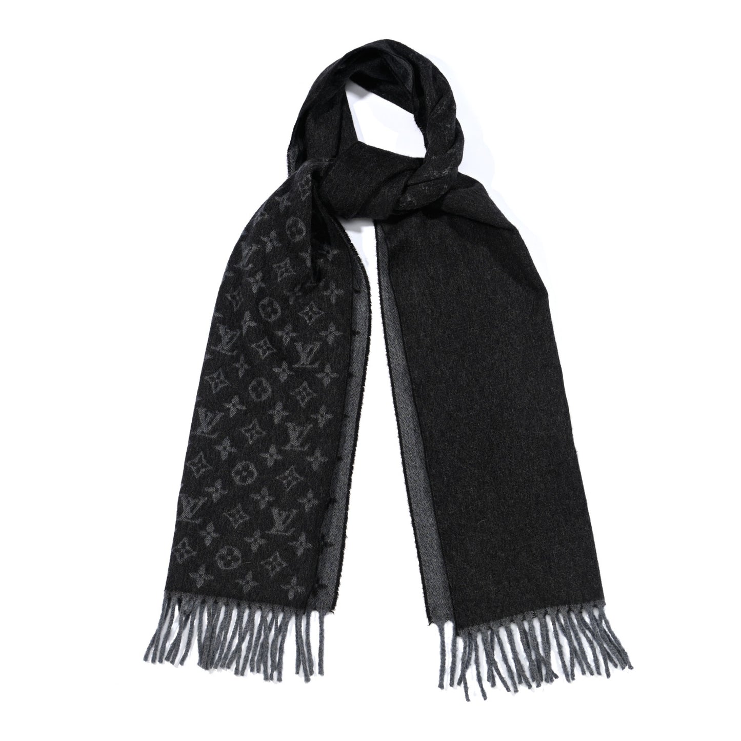 Cashmere Wool Monogram Gradient Scarf Black