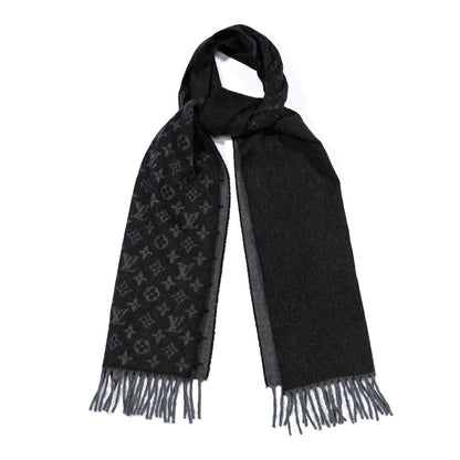 Louis Vuitton Cashmere Wool Monogram Gradient Scarf Black 1 of 5