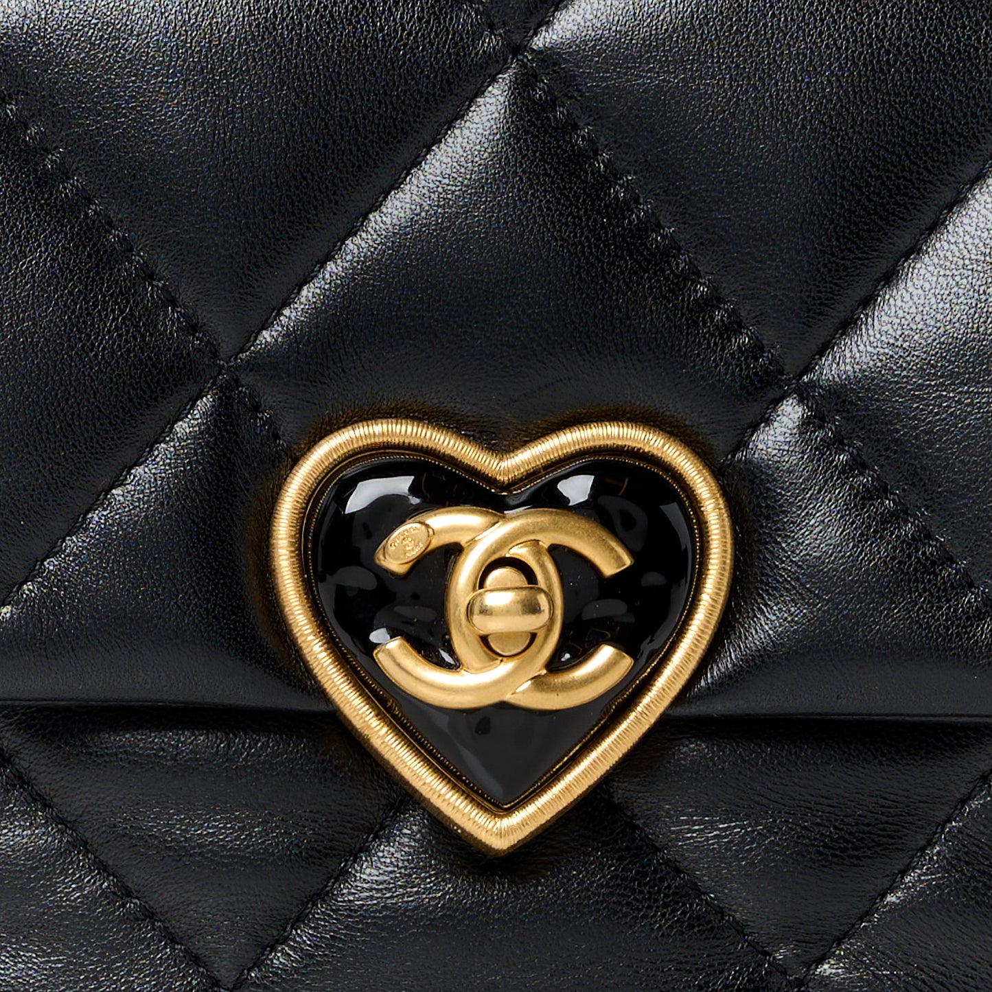 Lambskin Plexiglass Quilted Coco Love Mini Flap Black