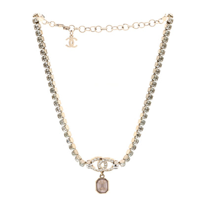 Chanel Crystal CC Pendant Choker Gold Pink 3 of 5