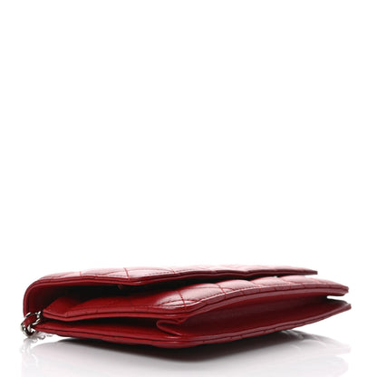 Chanel Lambskin Quilted Wallet On Chain WOC Red 4 of 11