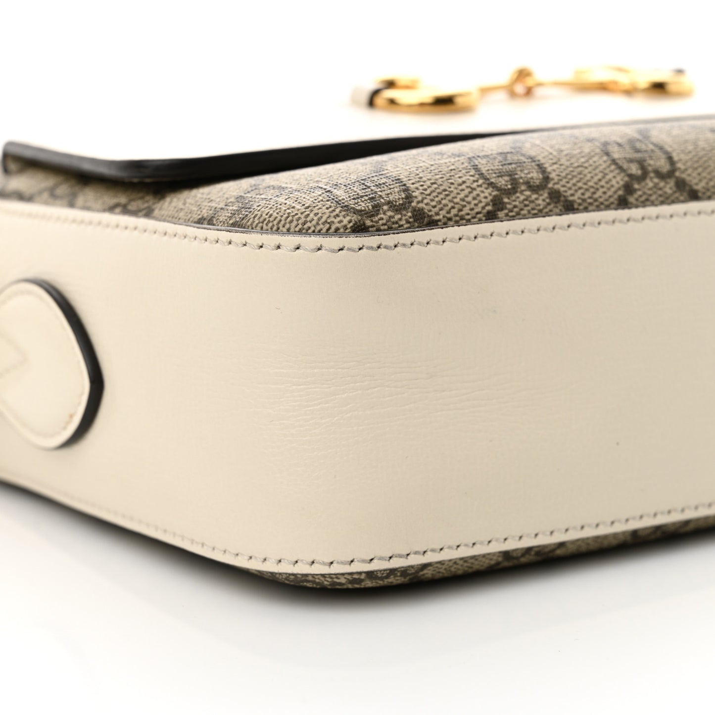 GG Supreme Monogram Small Horsebit 1955 Shoulder Bag Beige Mystic White