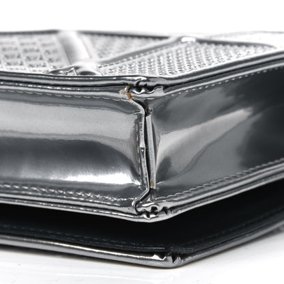 Christian Dior Metallic Patent Micro-Cannage Diorama Wallet on Chain Pouch Silver 6 of 6