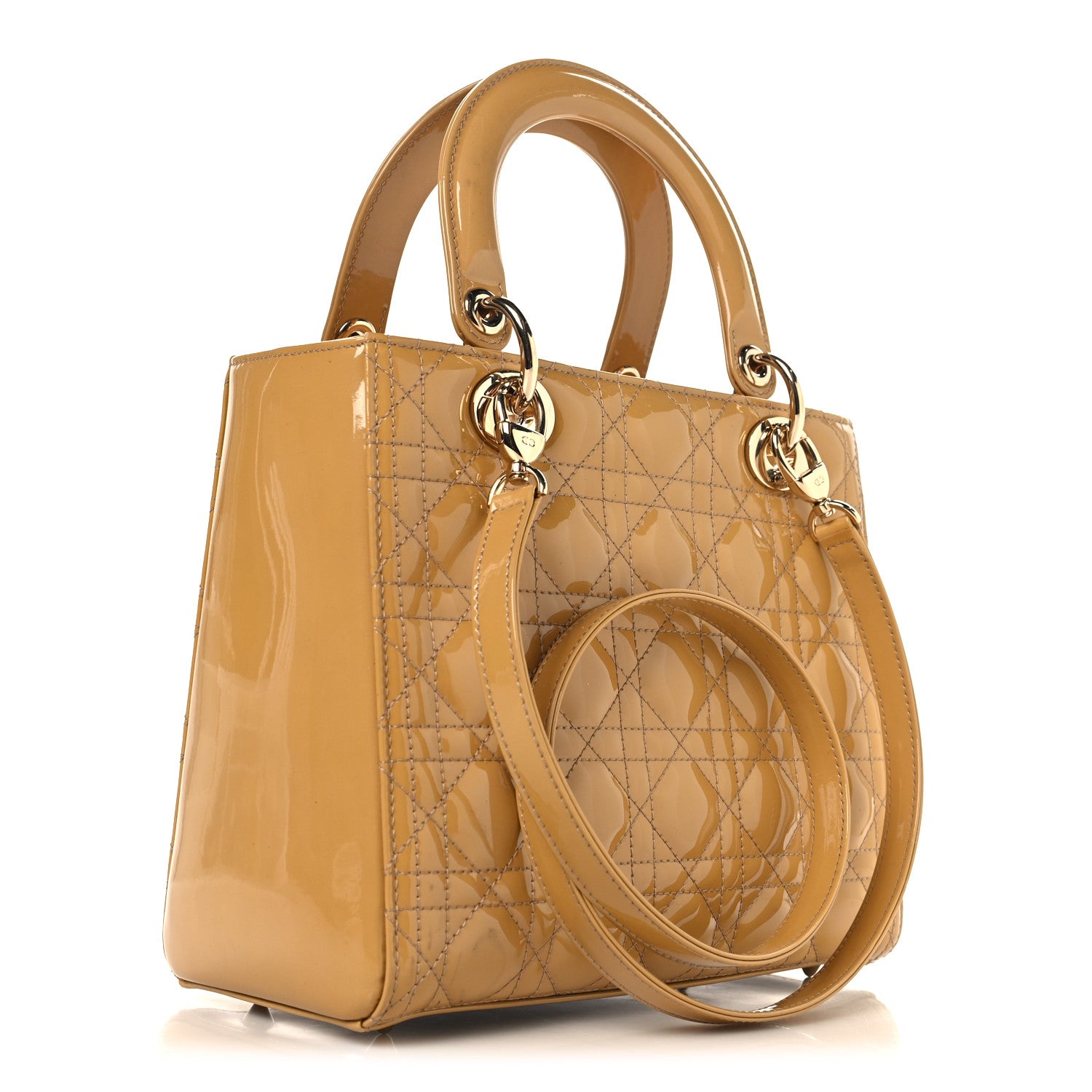 Christian Dior Patent Cannage Medium Lady Dior Beige 3 of 13