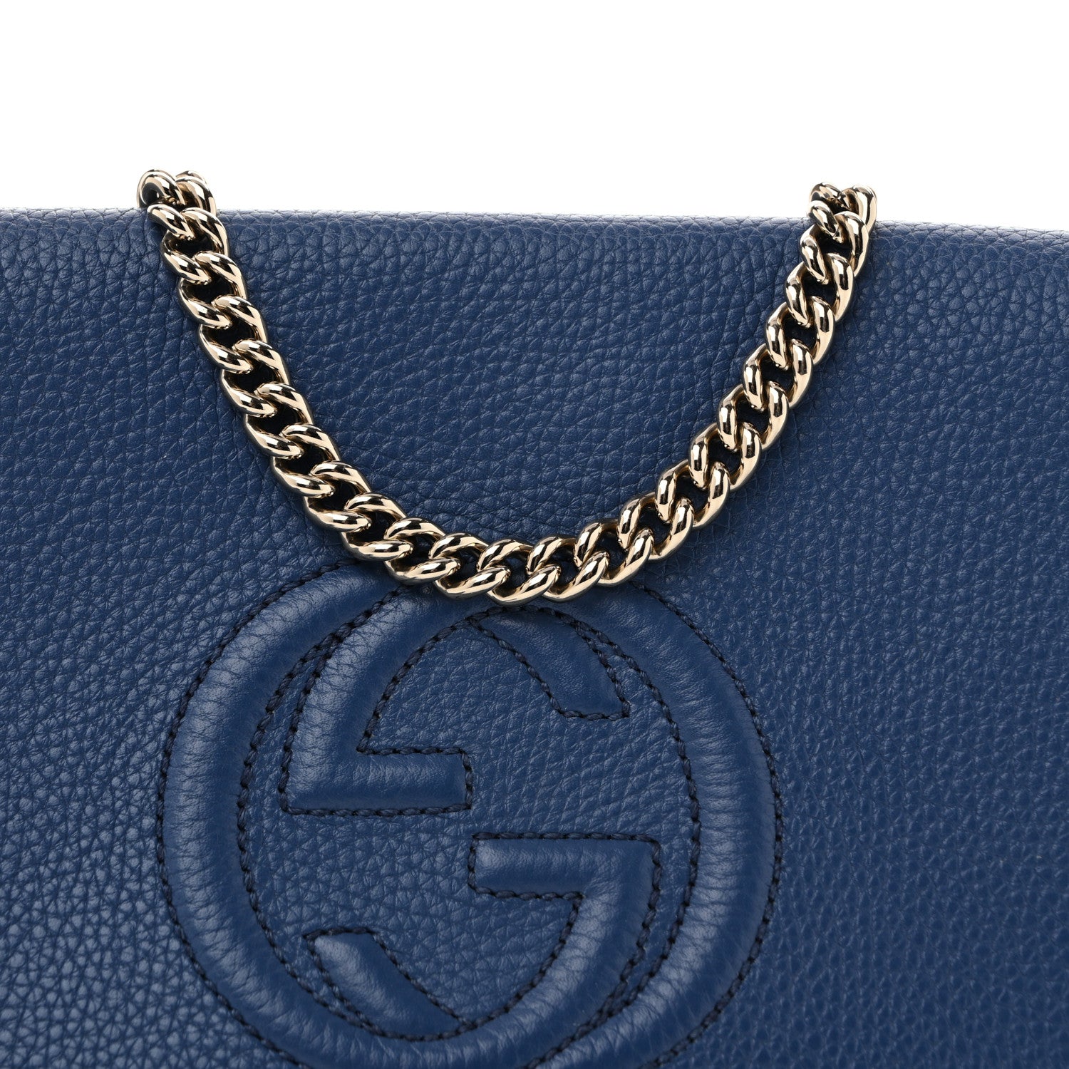 Gucci Pebbled Calfskin Medium Soho Flap Crossbody Caspian 8 of 15