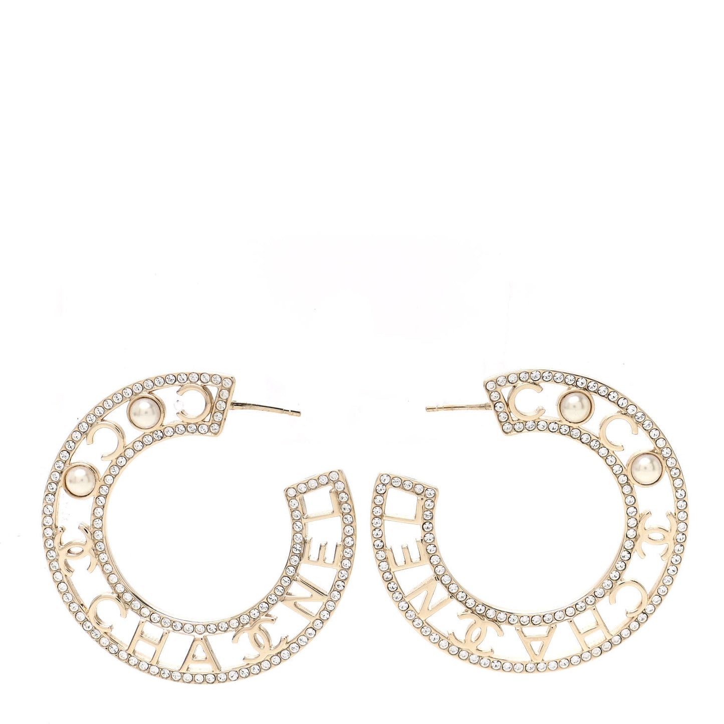 Crystal Pearl Bow-tiful CC Hoop Earrings Gold