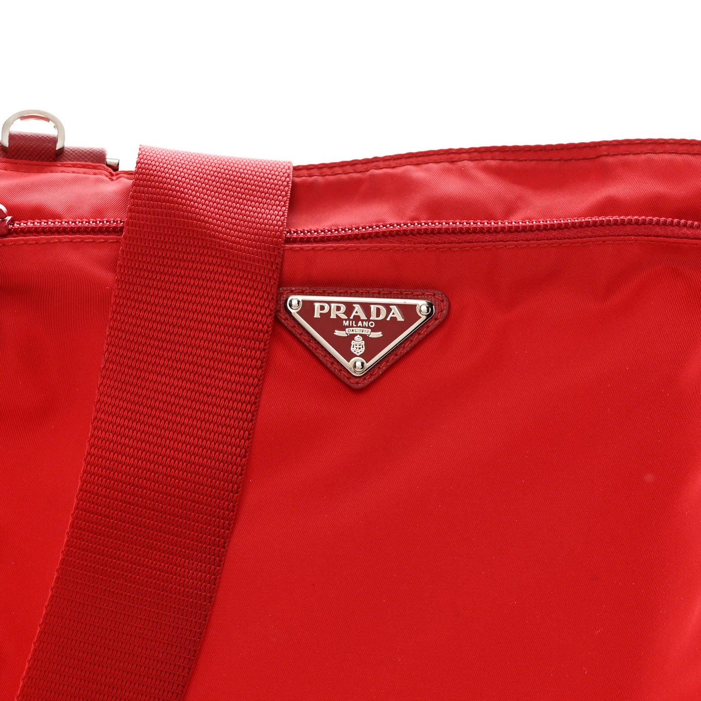 Nylon Vela Saffiano Flat Messenger Bag Rosso