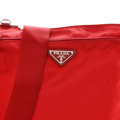 Prada Nylon Vela Saffiano Flat Messenger Bag Rosso 9 of 14