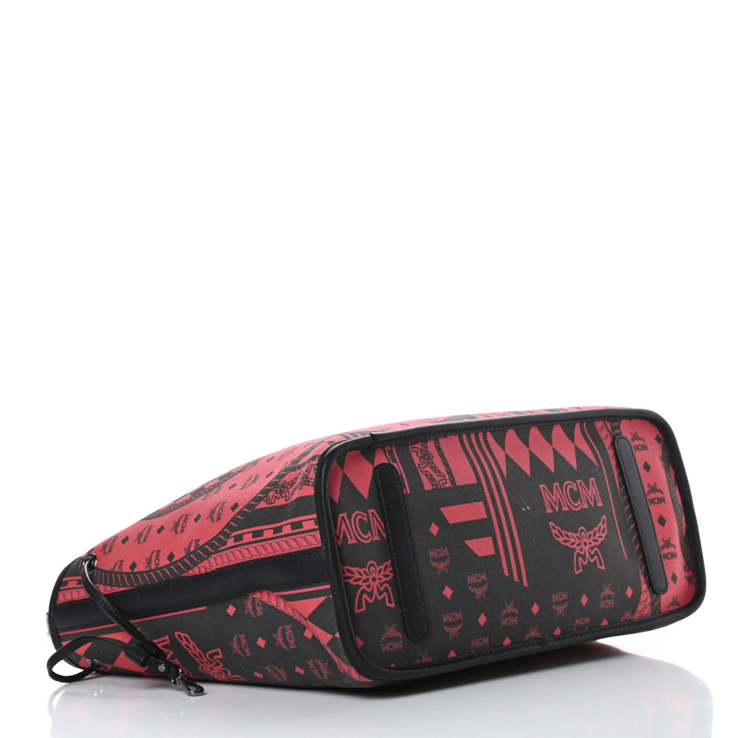 MCM Visetos Medium Project Reversible Shopper Tote Ruby Red Black 7 of 19