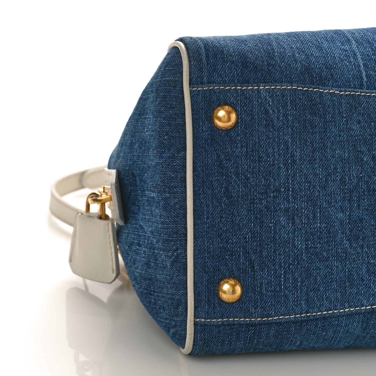 Prada Denim Saffiano Bauletto Blue 7 of 8