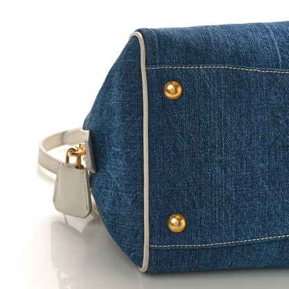 Prada Denim Saffiano Bauletto Blue 7 of 8