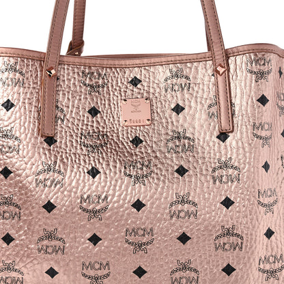 MCM Metallic Visetos Medium Liz Reversible Shopper Tote Champagne Gold 8 of 15