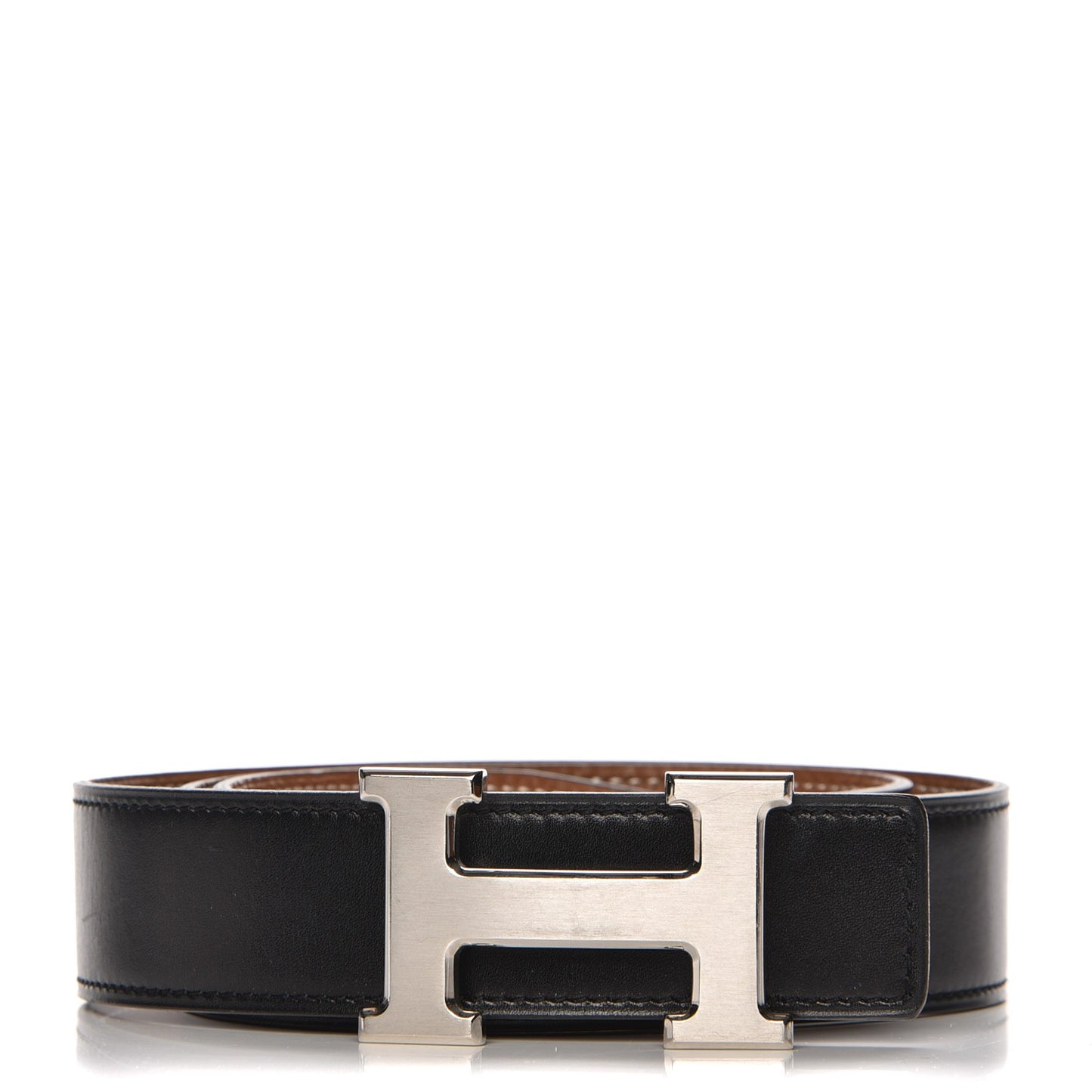 Box Taurillon Clemence 32mm H Belt 80 Black Gold