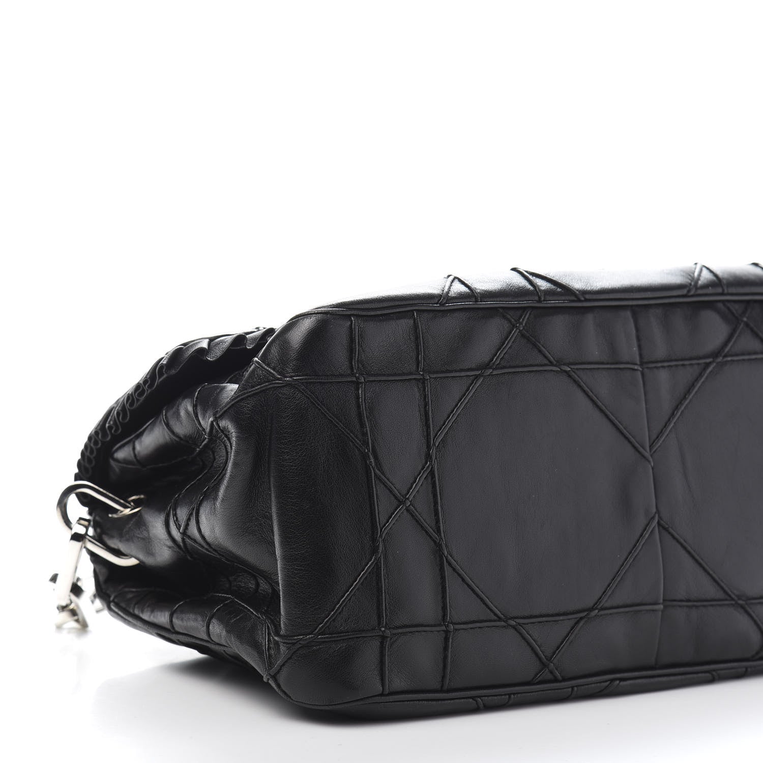 Christian Dior Lambskin Cannage Ruffle New Lock Flap Black 7 of 11