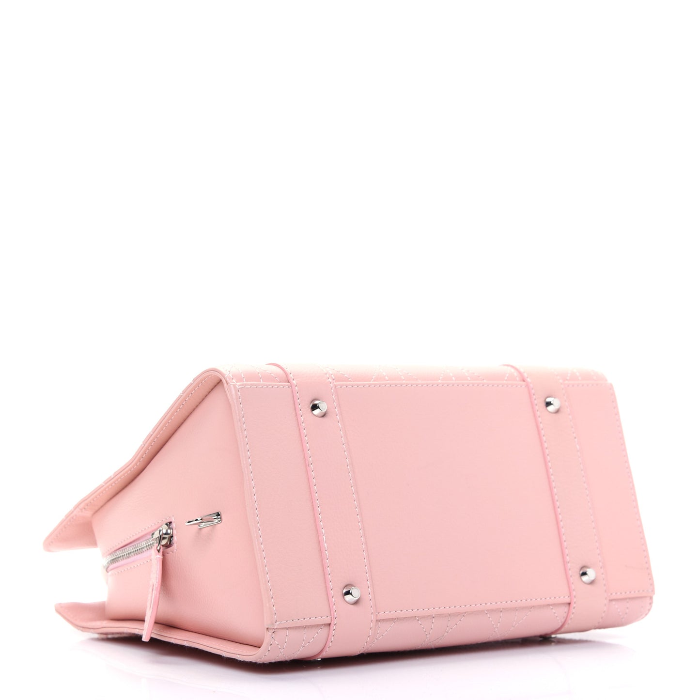 Calfskin Cannage Stitched Small Lady Dior Rose Clair