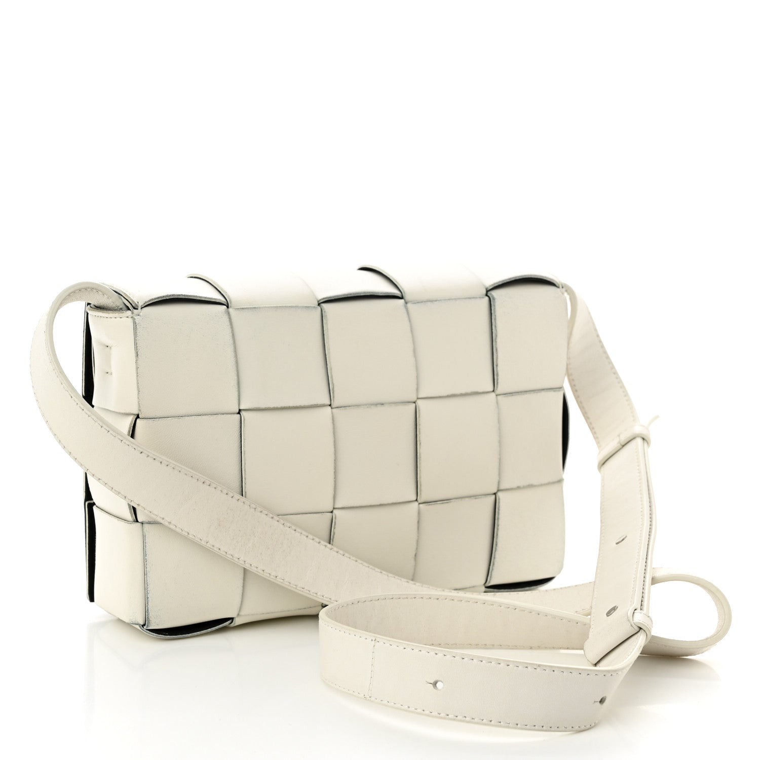 Bottega Veneta Lambskin Maxi Intrecciato Cassette Crossbody Bag White 3 of 13