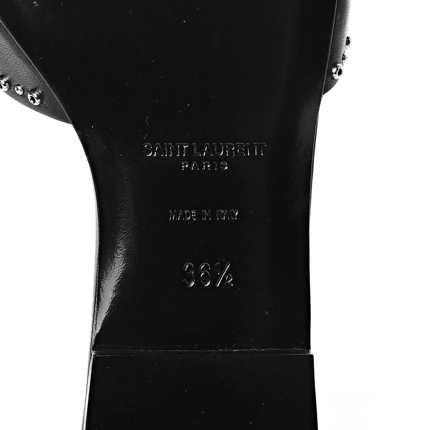 Calfskin Grommet Tribute 05 Slide Sandals 36.5 Black