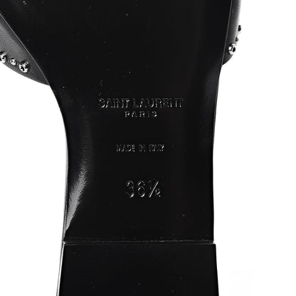 Saint Laurent Calfskin Grommet Tribute 05 Slide Sandals 36.5 Black 6 of 9