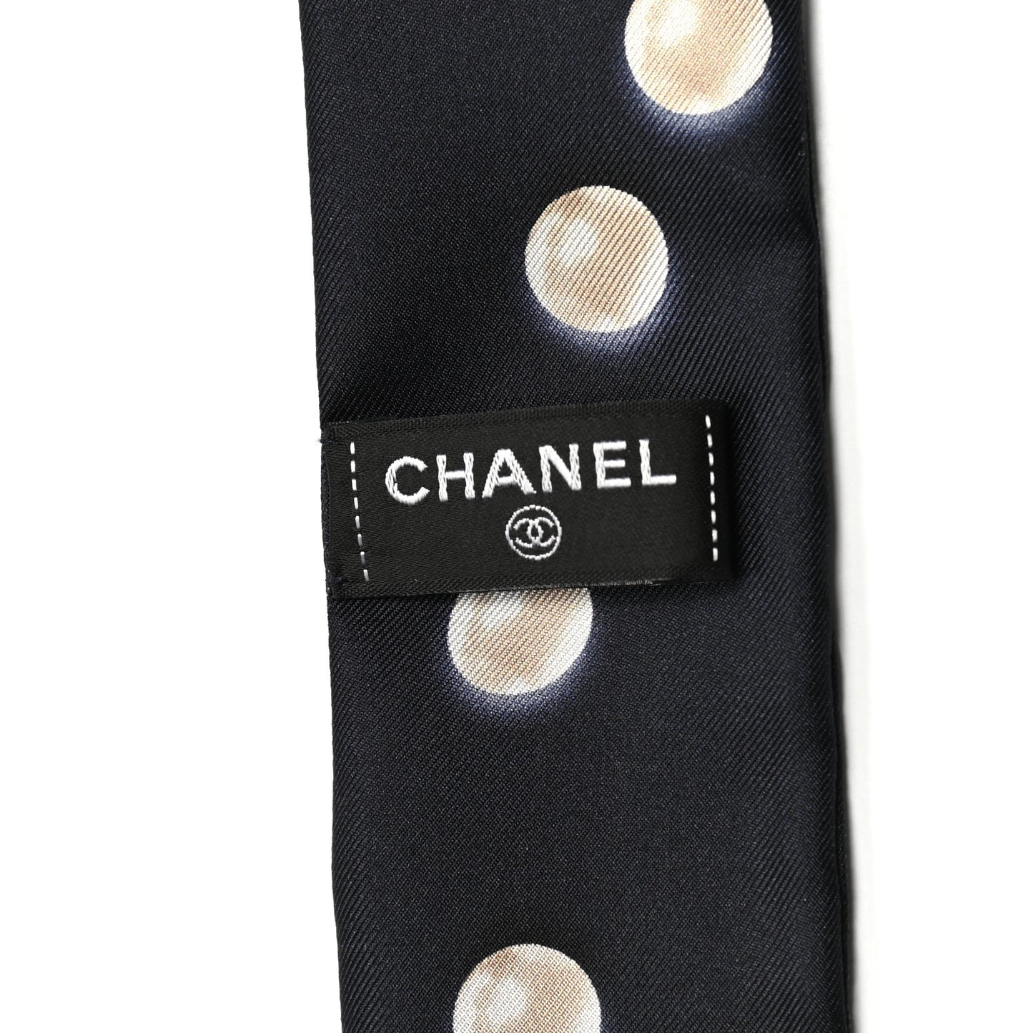 Silk Pearl CC Slim Bandeau Scarf Navy