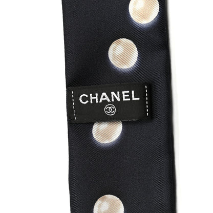 Chanel Silk Pearl CC Slim Bandeau Scarf Navy 3 of 3